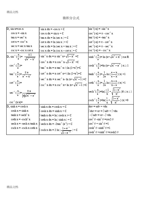 (整理)微积分公式大全95514