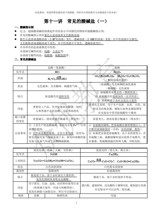 11.讲常见的酸碱盐(一)