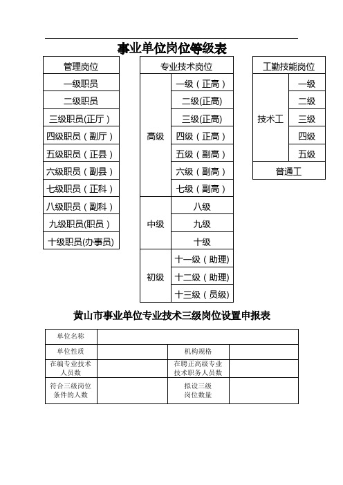 事业单位专业技术等级表73330