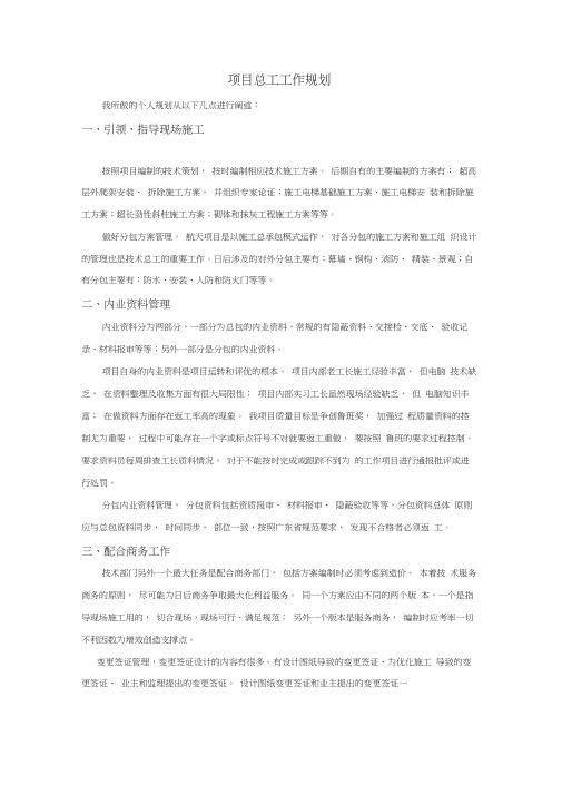 项目总工工作规划