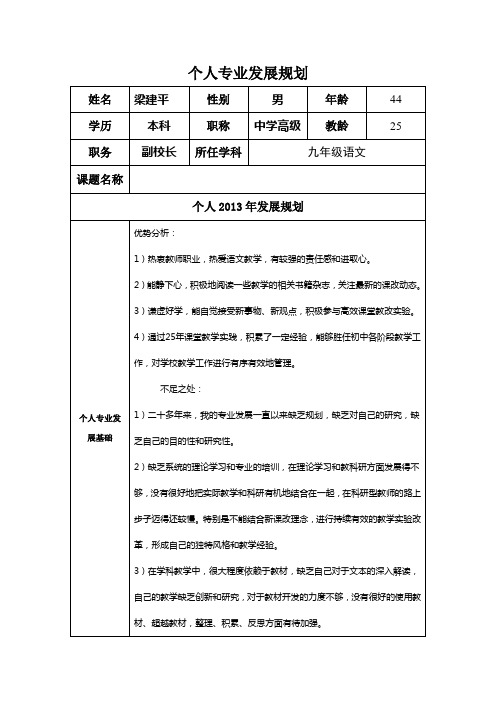 个人专业发展规划(梁建平)