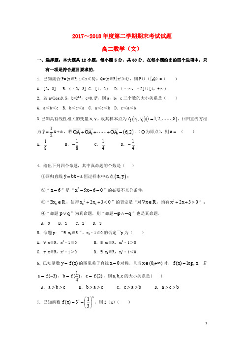 河北省鸡泽县第一中学高二数学下学期期末考试试题 文