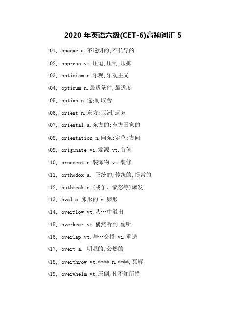 2020年英语六级(CET-6)高频词汇5