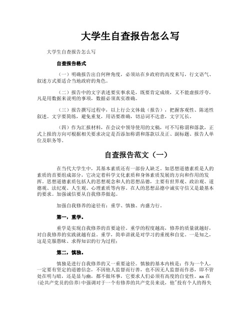 大学生自查报告怎么写