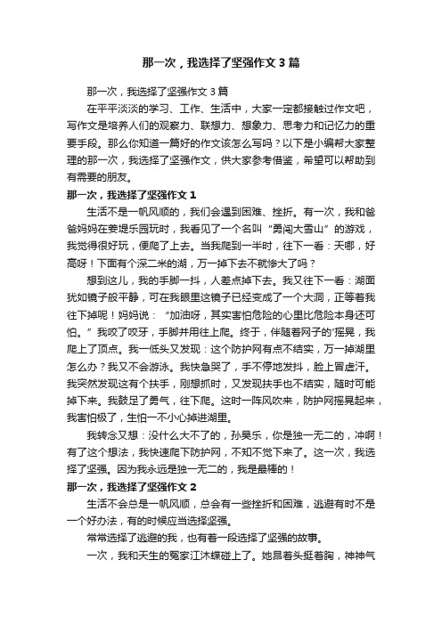 那一次，我选择了坚强作文3篇