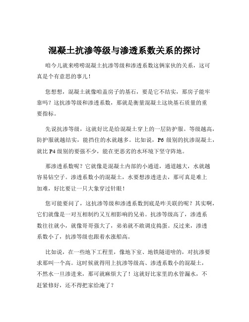 混凝土抗渗等级与渗透系数关系的探讨