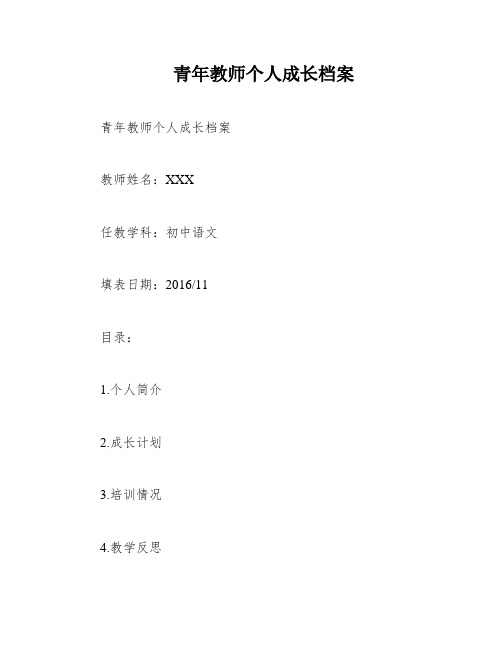 青年教师个人成长档案