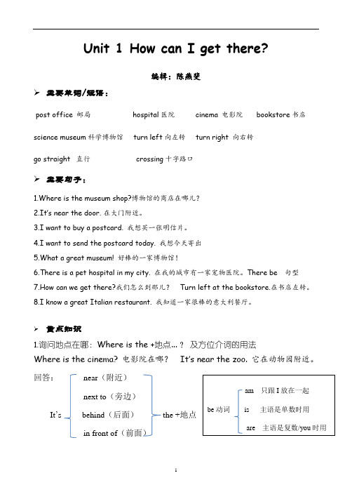 pep人教版六年级英语上册Unit1重点知识点综合作文