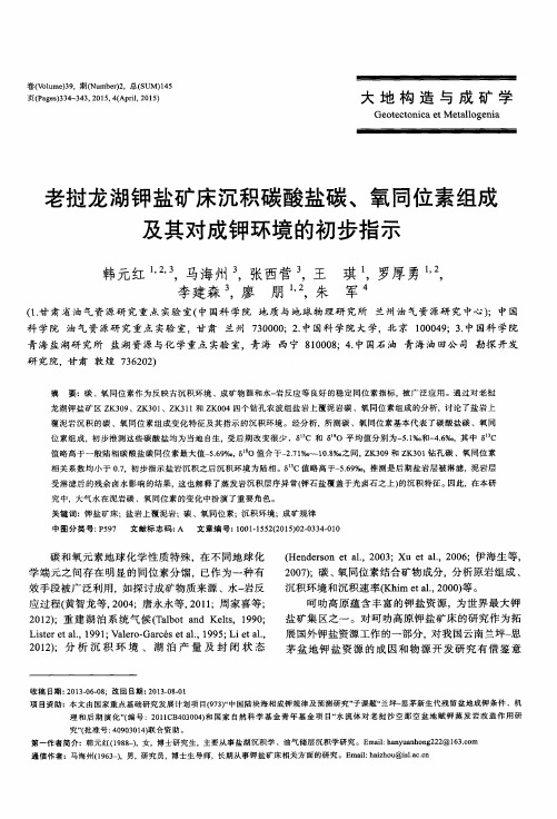 老挝龙湖钾盐矿床沉积碳酸盐碳、氧同位素组成及其对成钾环境的初步指示