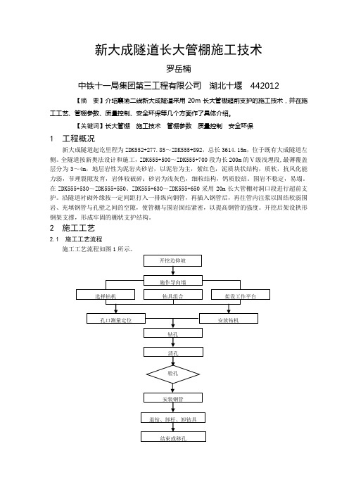 新大成隧道长大管棚施工技术重点