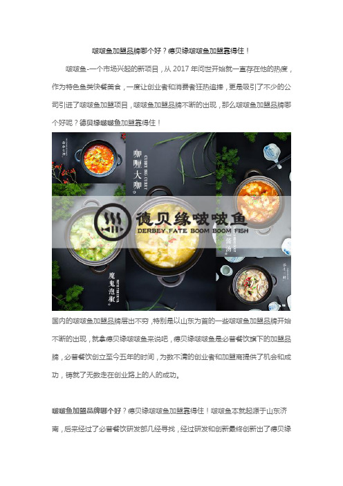 啵啵鱼加盟品牌哪个好