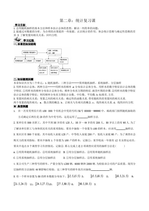 高中数学必修三《统计复习课》优秀教学设计