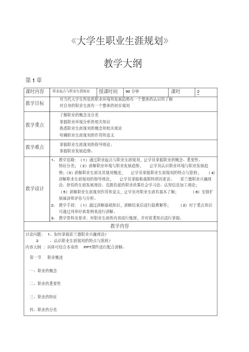 20《大学生职业生涯规划》教学大纲