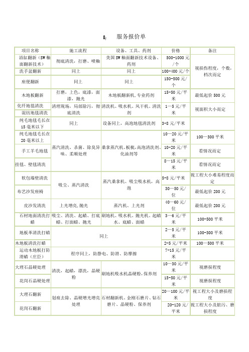 保洁服务报价单【范本模板】