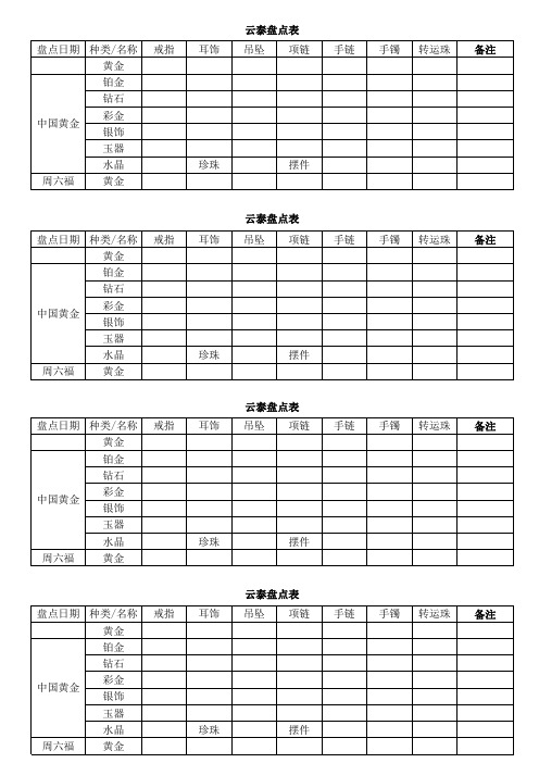 店员盘点表模板