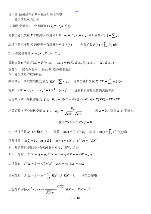 随机过程知识点归纳