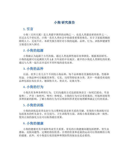 小狗 研究报告