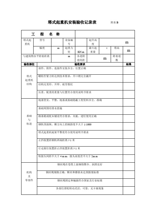 塔式起重机安装验收记录表附表B(精)