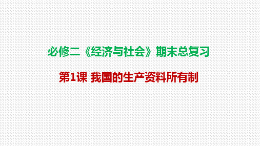 第一课我国的生产资料所有制 复习课件-高中政治统编版必修二经济与社会