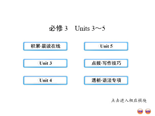 【浙江】2013版高中英语全程复习方略课件：必修3  Units3~5(人教版)