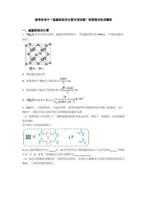 高考化学中“晶胞的相关计算专项训练”的类型分析及解析