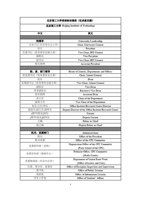 北京理工大学英文标识规范-北京理工大学国际交流合作处