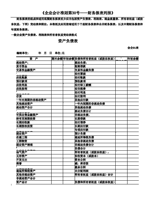 新会计准则全套报表模板