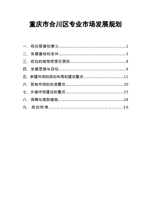 (发展战略)重庆市合川区专业市场发展规划