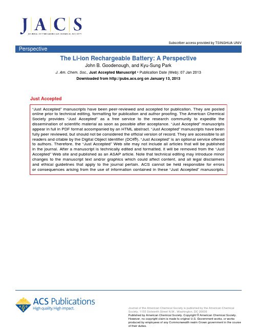 The Li-ion Rechargeable Battery  A Perspective