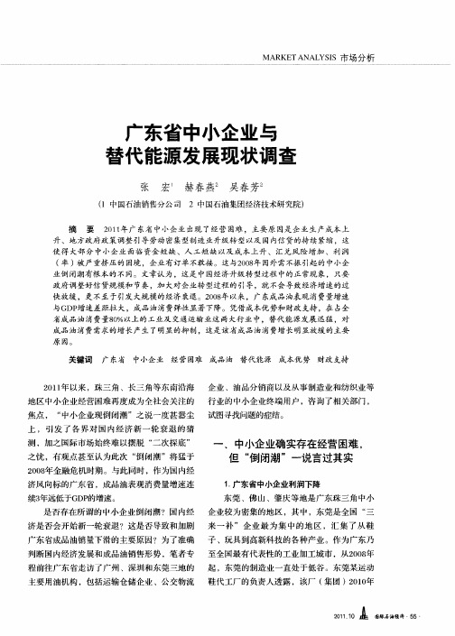 广东省中小企业与替代能源发展现状调查