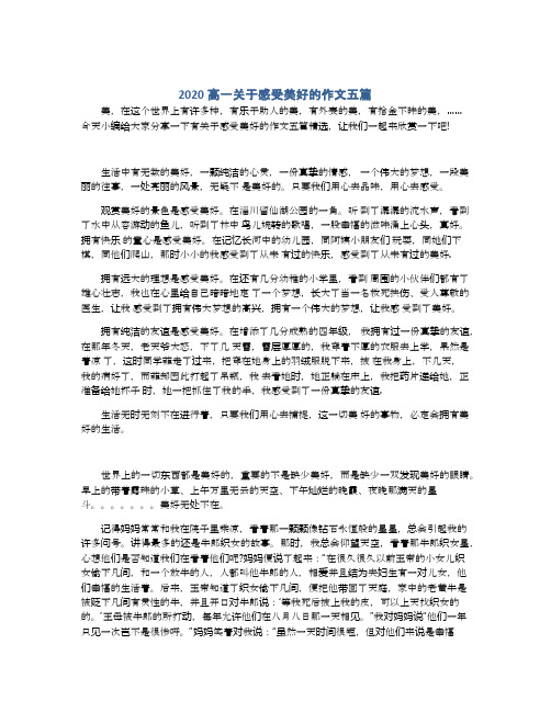 2020高一关于感受美好的作文五篇