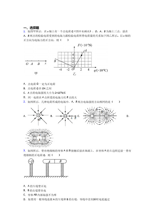 高中物理必修三第九章《静电场及其应用》测试题(含答