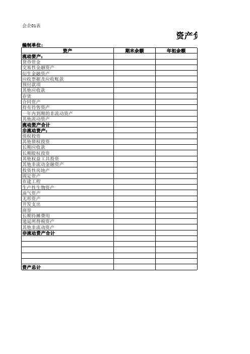 2018年7月份最新财务报表(适用于新收入准则)