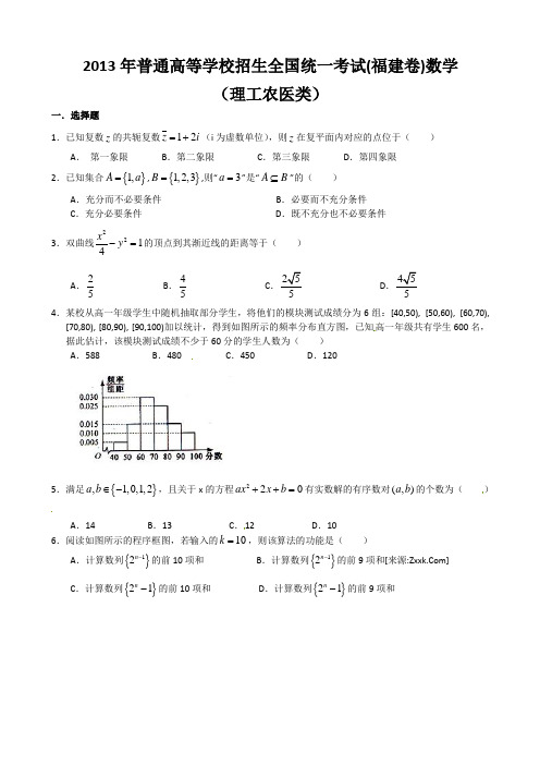 2013年高考福建卷(理)