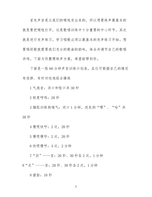 声音训练有什么计划方案