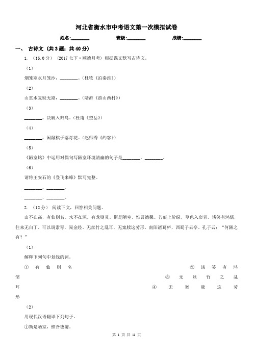 河北省衡水市中考语文第一次模拟试卷