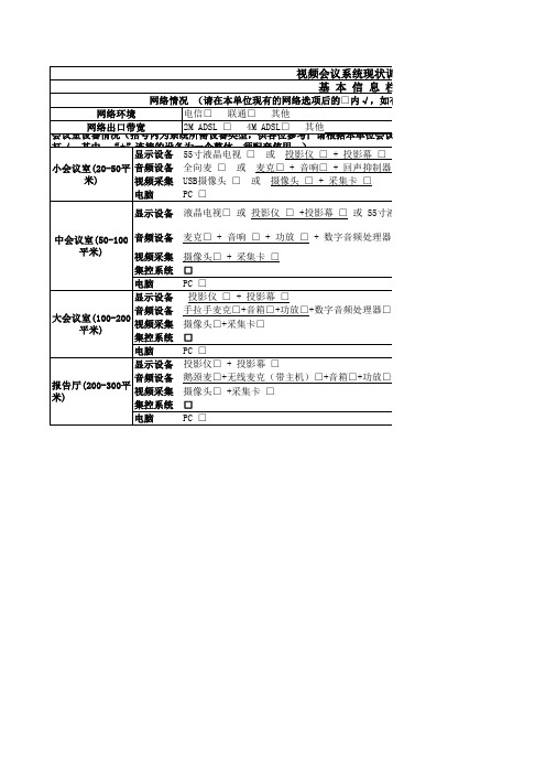 视频会议系统现状调查表V1