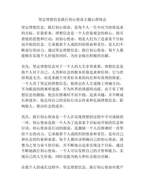 坚定理想信念践行初心使命主题心得体会