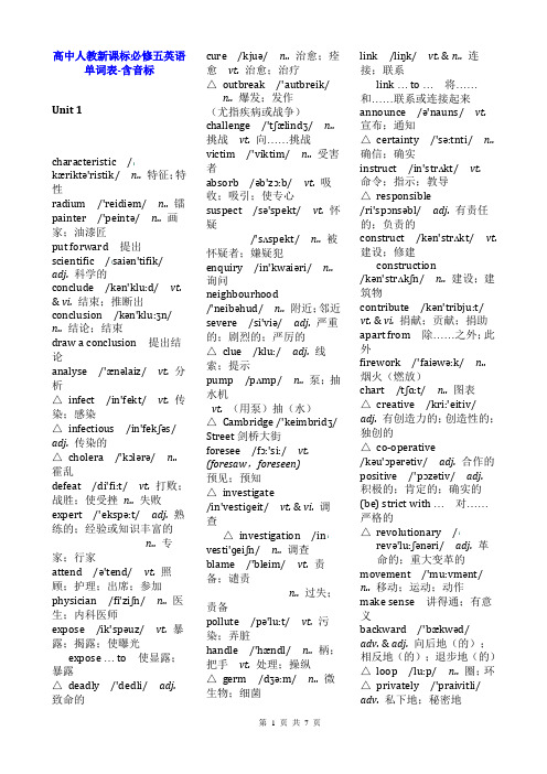 高中人教新课标必修五英语单词(全.)