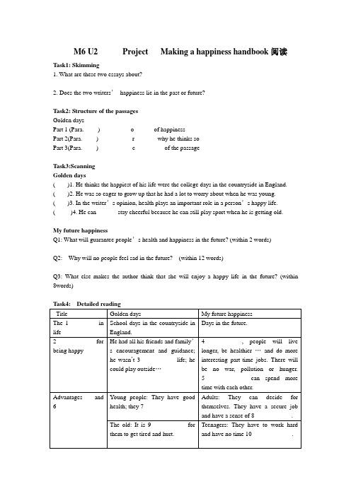 M6 U2Project   阅读以及知识点学案