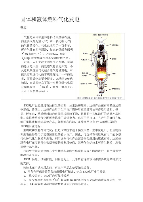 固体和液体燃料气化发电