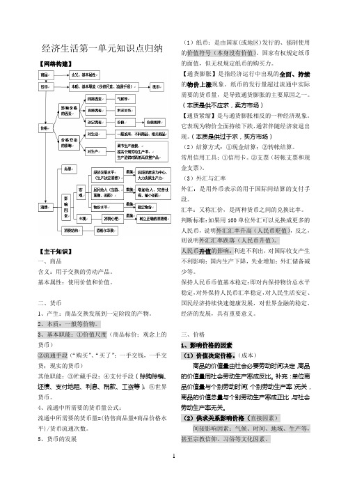 经济生活单元知识总结