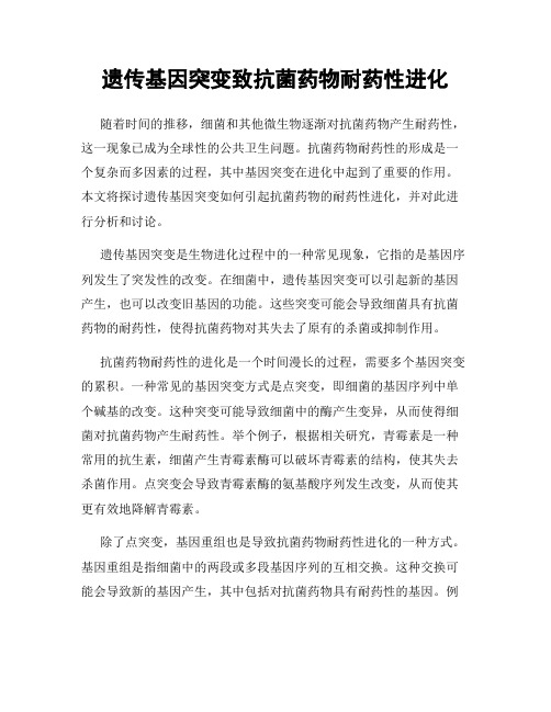 遗传基因突变致抗菌药物耐药性进化