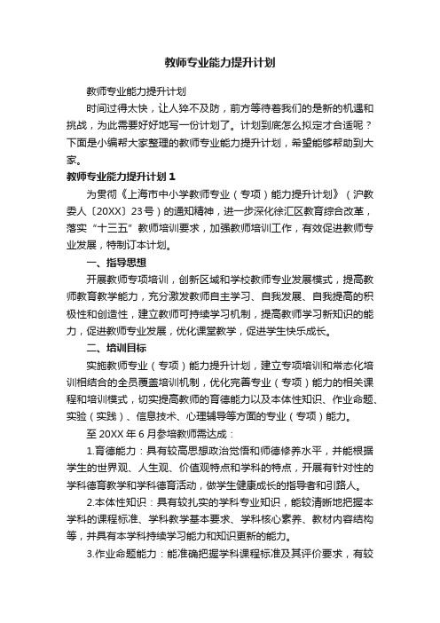 教师专业能力提升计划