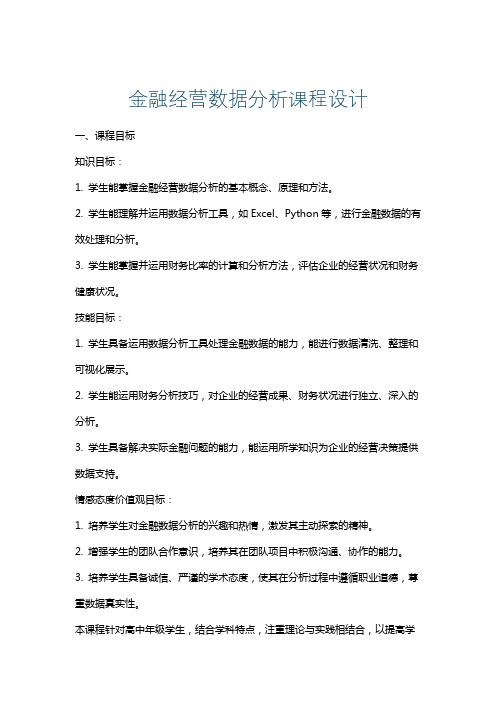 金融经营数据分析课程设计