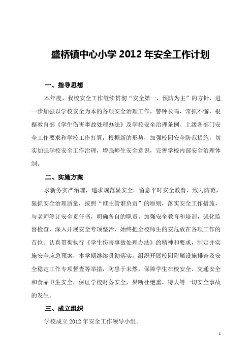 2011年安全工作计划