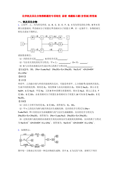 化学钠及其化合物推断题的专项培优 易错 难题练习题(含答案)附答案