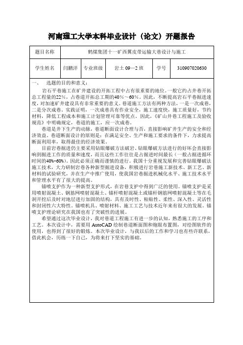 河南理工大学本科毕业设计(论文)开题报告模板