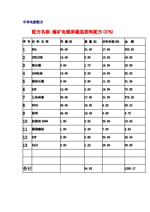 半导电胶配方