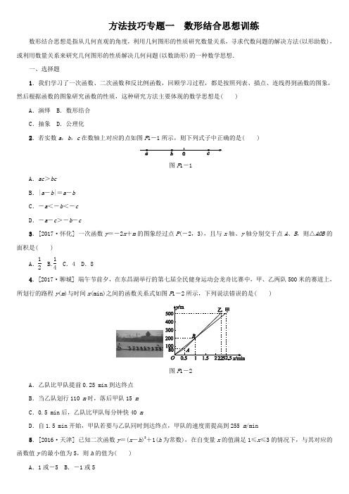 2018年浙江中考数学复习方法技巧专题一：数形结合思想训练(含答案)